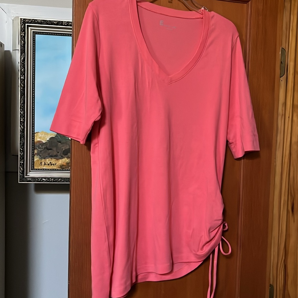 Elliot Lauren Orange V-Neck Shirt Large